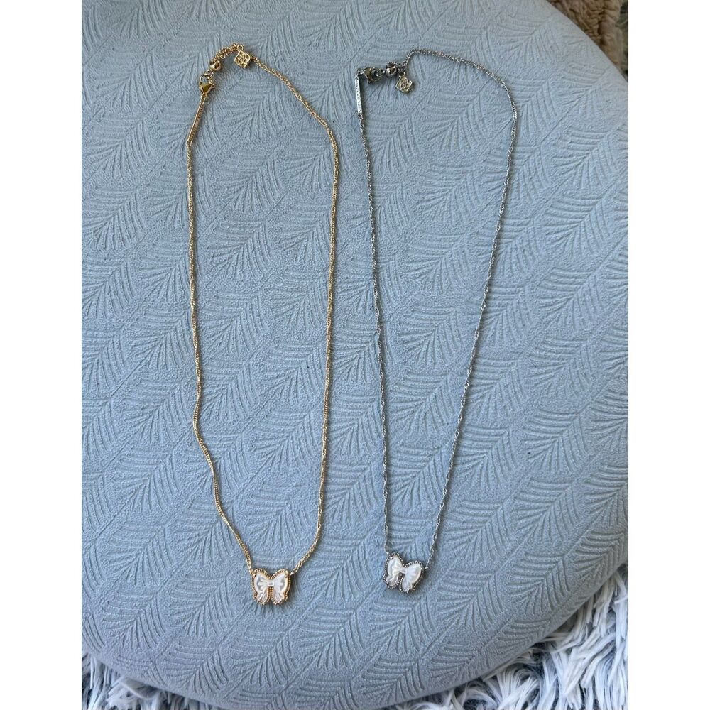 NWOT Kendra Scott Haley Bow Ivory Mother Of Pearl Gold Necklace - Picture 15 of 16